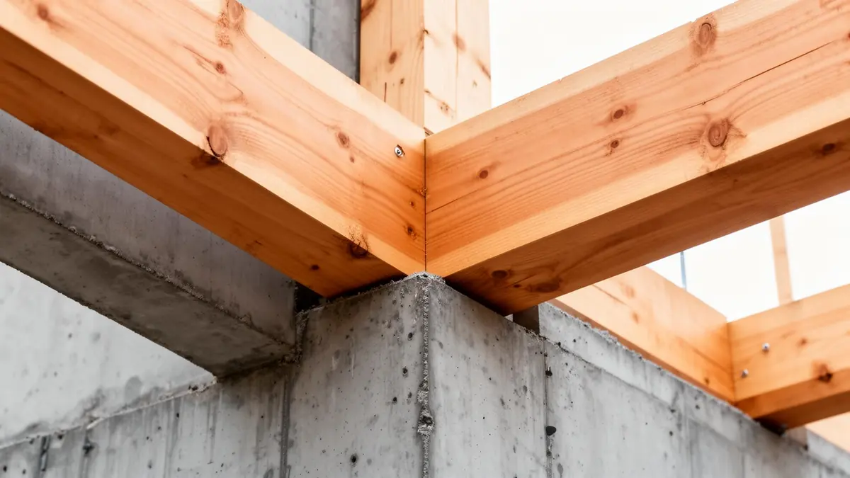Timber and concrete construction detail